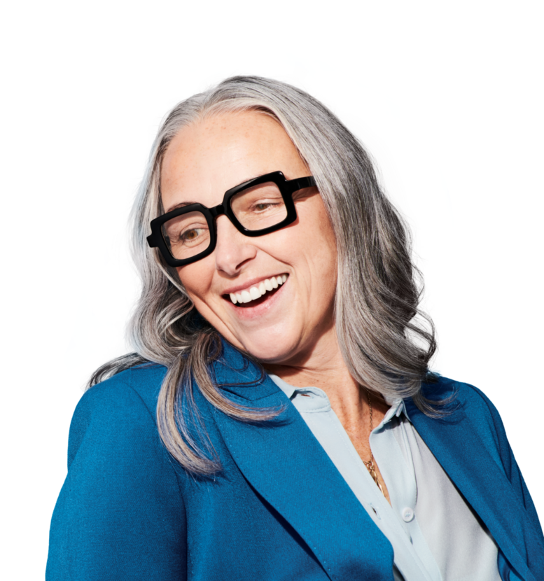 Woman with glasses smiling