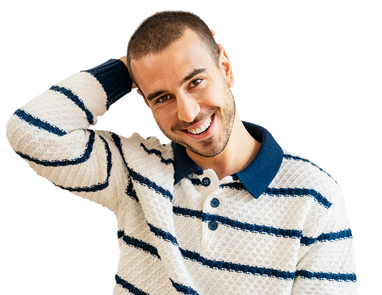 Male causally smiling